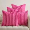 4PCS Soft Plush Pillowcases, Solid Color Striped Faux Rabbit Fur Pillowcases, Living Room Sofa Cushion Covers
