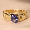 Pre-owned French Blue Zircon Gold-Plated Adjustable Ring - Women's Niche High-End Cool Style