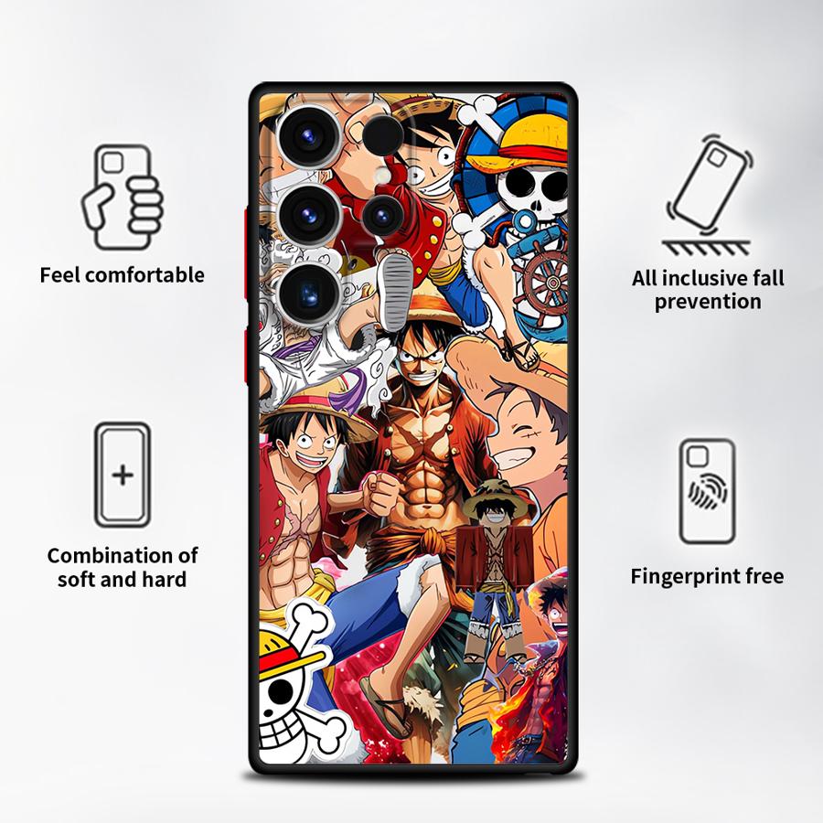 Case for Samsung Galaxy S23 Ultra S22 Plus S24 S21 FE S25 S9 S10 S20 Black Edge Shell Anime One Pieces