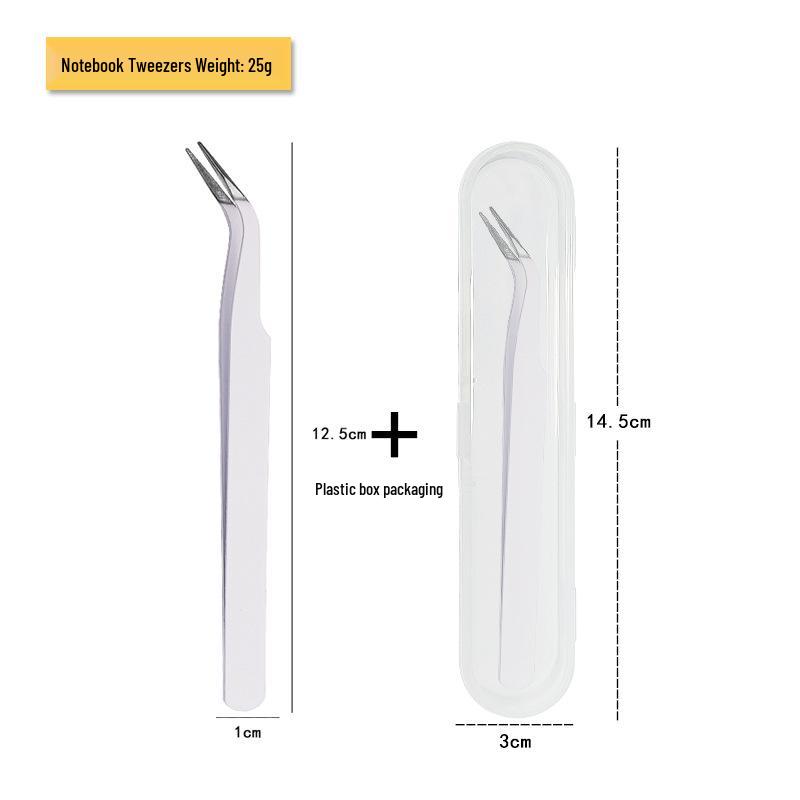 Stainless Steel Eyelash Tweezers: Thickened Journal Clips, Pointed Curved Tip for Nail Art, In Stock