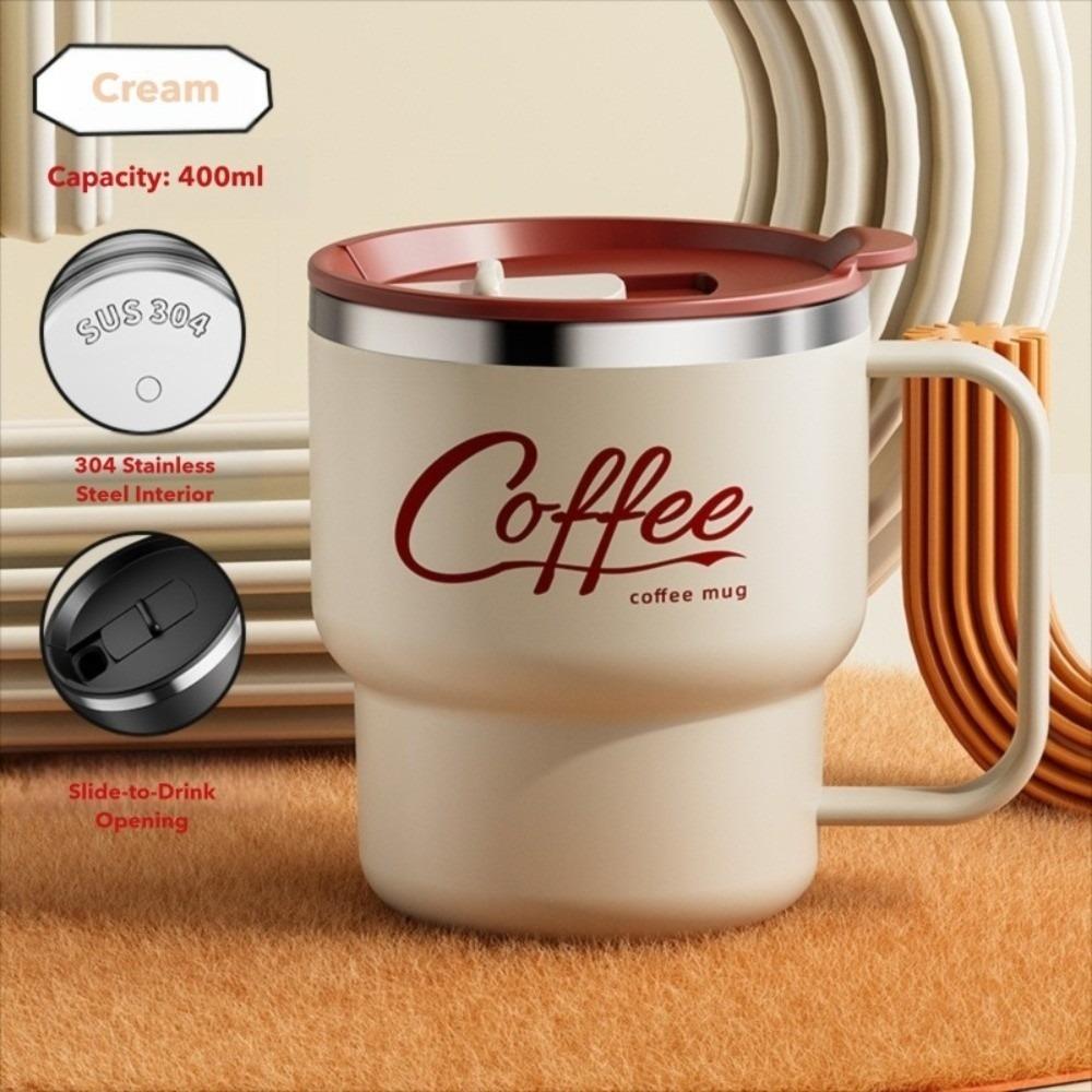304 Stainless Steel Insulated Coffee Cup with Handle with Lid Water Cup Double Wall Insulated Anti Scalding Drinking Cup