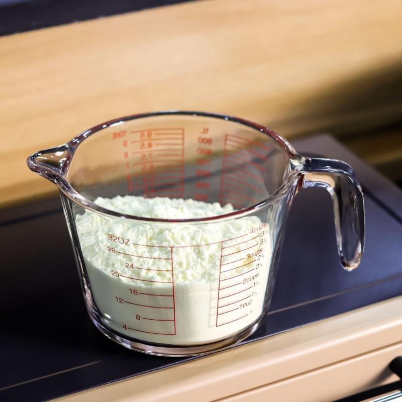 Pack of 3 High Quality Tempered Glass Kitchen Measuring Cups Feature Multiple Scale Ergonomic Handle and Easy Cleaning Fronts