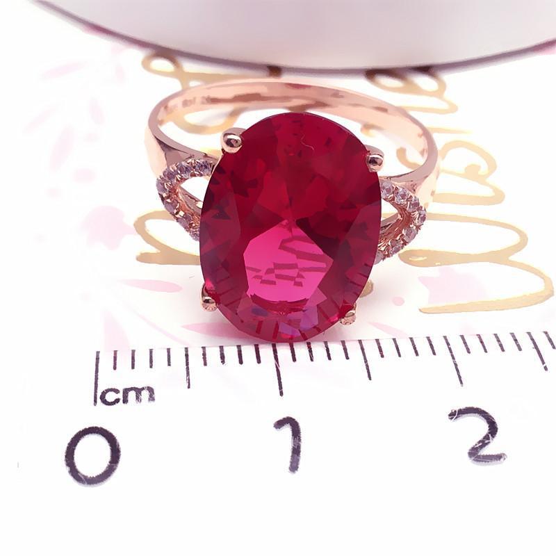 

Russia 585 Purple Gold Oval Redstone Egg Surface Ring Color Gold Fashion Temperament Rose Gold Plated Ring