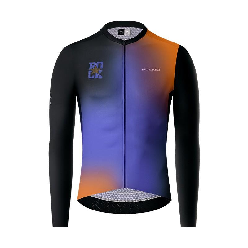 NUCKILY Mens Long Sleeve Cycling Jersey Road Bike Mountain Sun Protection Moisture Wicking Top