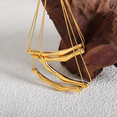 Vintage Irregular Water Drop Shape Pendant Necklace for Women 18K Gold PVD Plated Stainless Steel Collar Jewelry High Quality