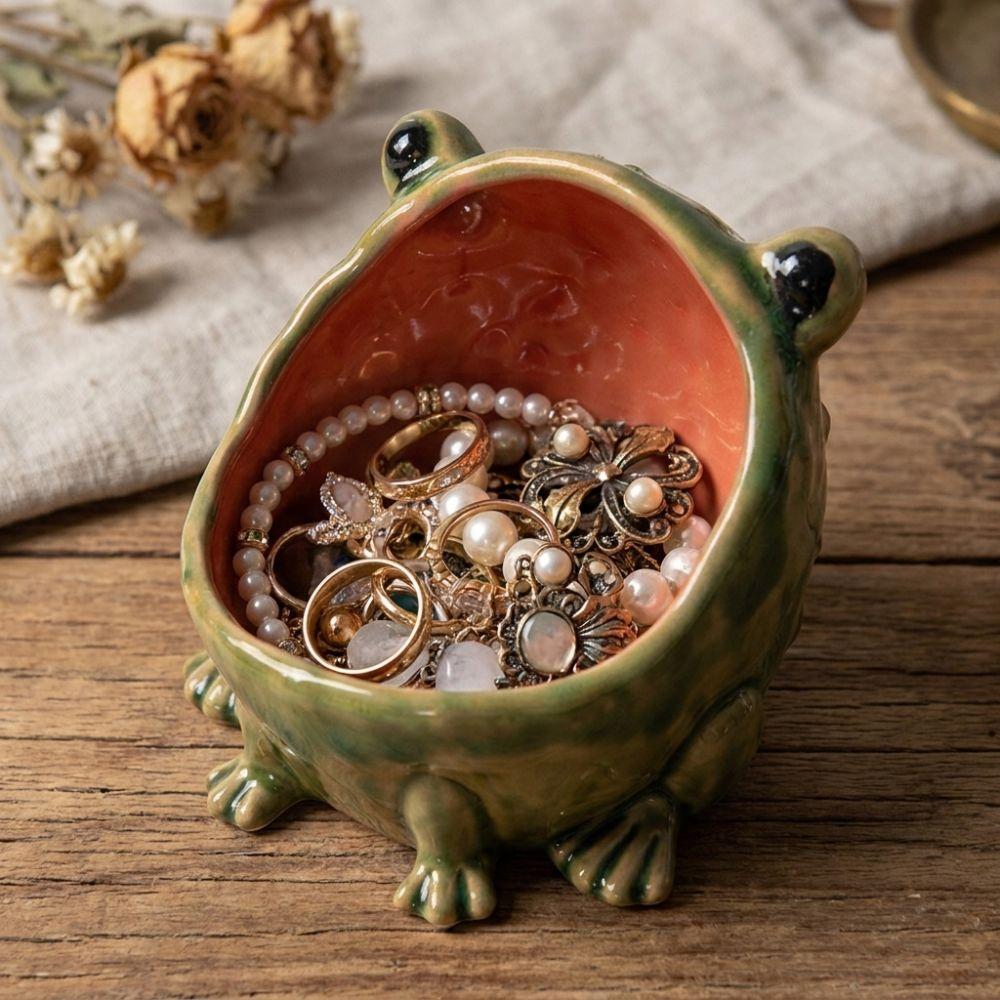 Modern Artistic Cute Frog Jewelry Box Funny Frog Shape Storage Box  Bookshelf