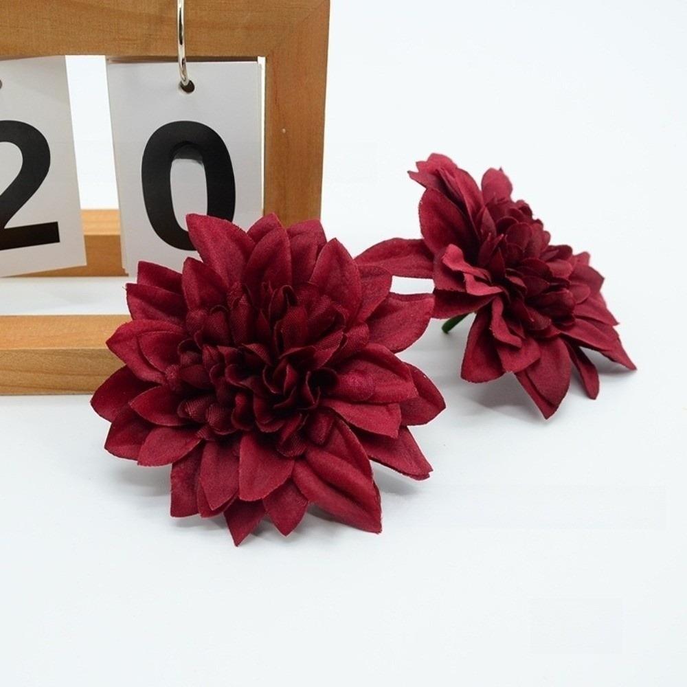 

5Pcs 10.5cm Artificial Silk Chrysanthemum Silk Artificial Artificial Flower Heads Hand-made Material Imitational Fake Flowers темно-красного