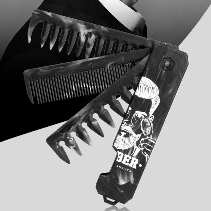 Multifuncional Portable Plastic Fine Wide Tooth Folding Pocket Comb Barber Men Oil Head Beard Combs Hair Styling Wide Tooth Comb