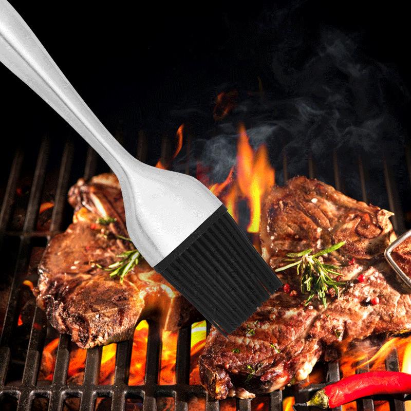 Stainless Steel BBQ & Baking Silicone Brush - High Temp Resistant, Non-Shedding Pastry Brush