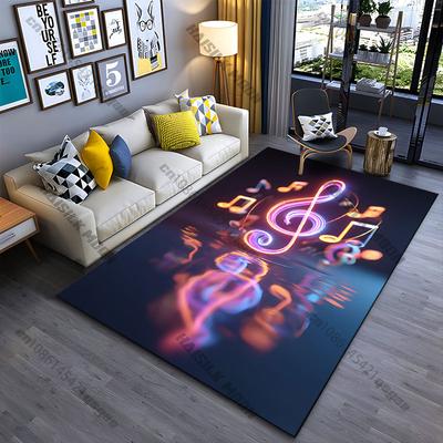 Vibrant Glowing Musical Notes Carpet Yoga Living Room Room Decor Children's Crawling Mat Doormat Area Rug Games Mat