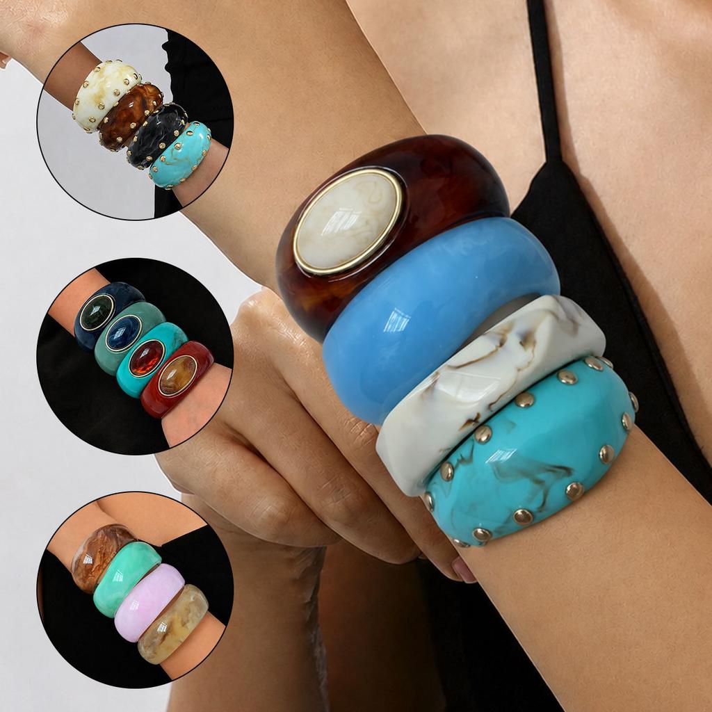 Hot Sale Smudge Coffee Resin Bracelet Ladies Arc Bracelet Girlfriend Ring Fashion Premium Jewelry
