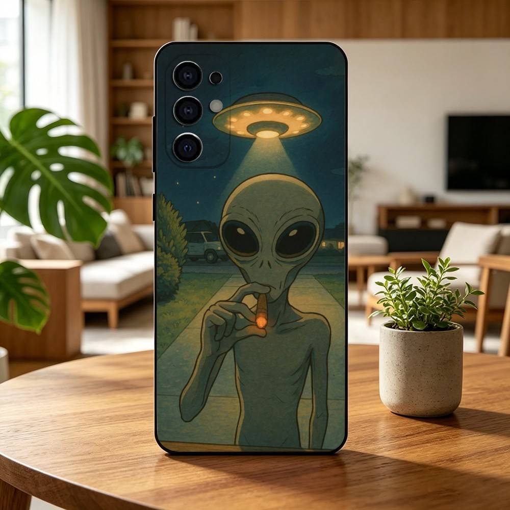 Funny Space UFO A-alien T-thing Phone Case For Samsung S25,S24,S21,S22,S23,S30,Ultra,S20,Plus,Fe,Soft Silicone Black Cover