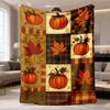2026 Neueste Flanelldecke Gemütliche Herbstkürbis & Ahornblatt Flanelldecke Ultraweiche Leichte Ganzjahresdecke mit Lebendigem Herbstdesign, Perfekt f