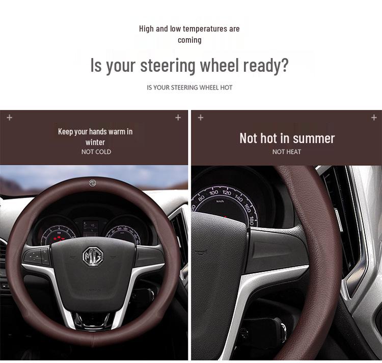 Genuine Leather Steering Wheel Cover for MG6, Roewe HS, ZS, and Ruihang 3SW Cars