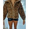 Casacos Casuais Largos Outono Inverno Mulher Tops Nova Moda Estampa de Leopardo Casacos Jaquetas Cardigan Roupas
