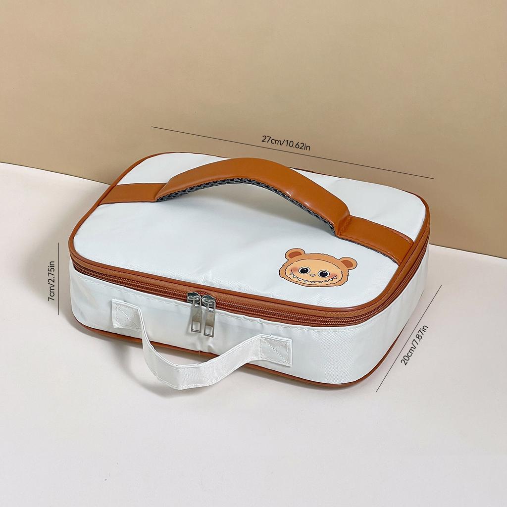 Cute Cartoon Oxford Thermal Lunch Bag Large Capacity Kids Student Bento Box Storage Bag Portable Insulated Bag Picnic Cooler Bag