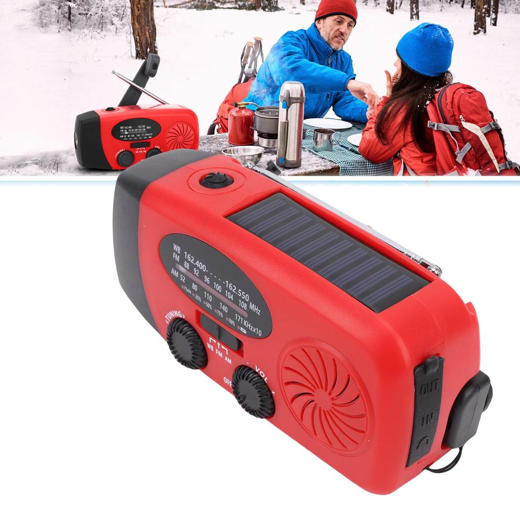 Notfallradio AM FM WB 2000mAh Solar Handkurbel Tragbares Wetterradio mit LED-Taschenlampe