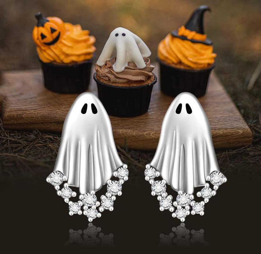 Halloween Horror Ghost Eco-friendly Alloy Stud Earrings - European and American Style