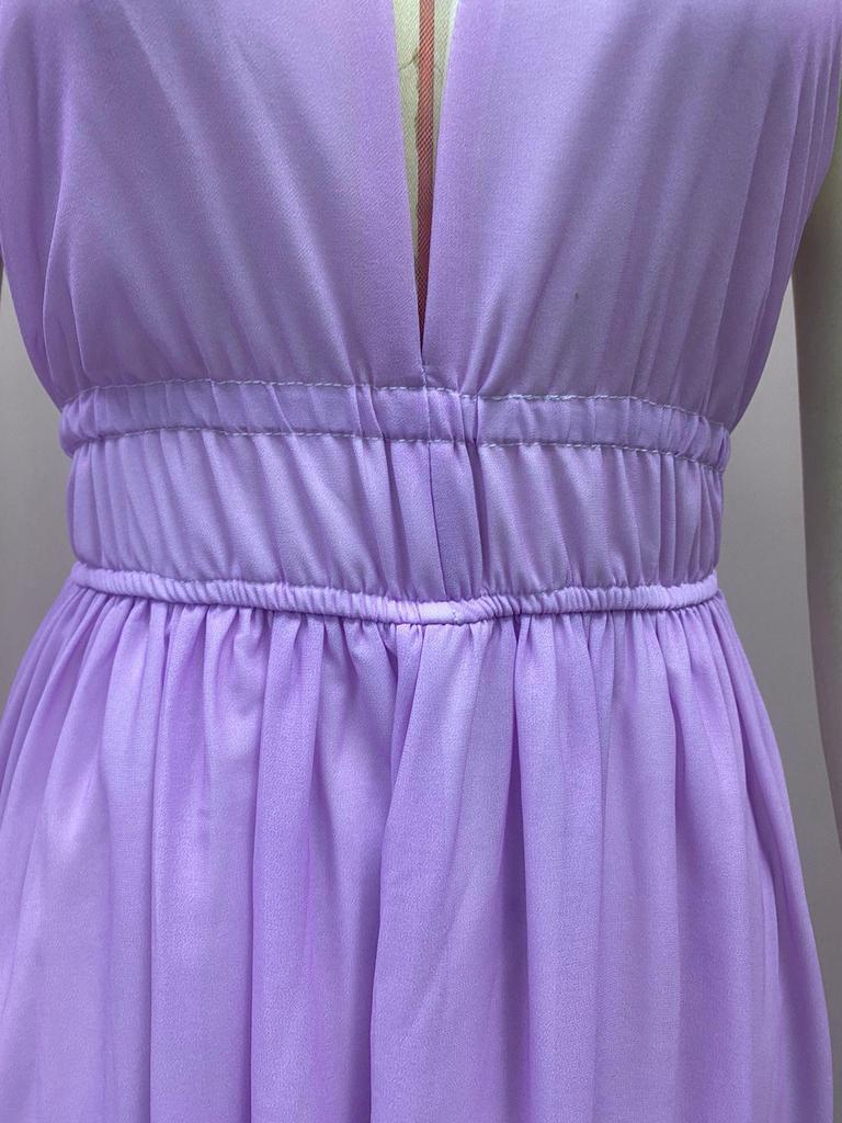 2025 Women's Gradient Deep V Evening Gown - European/American Style with Waist-Gathering & Big Swing