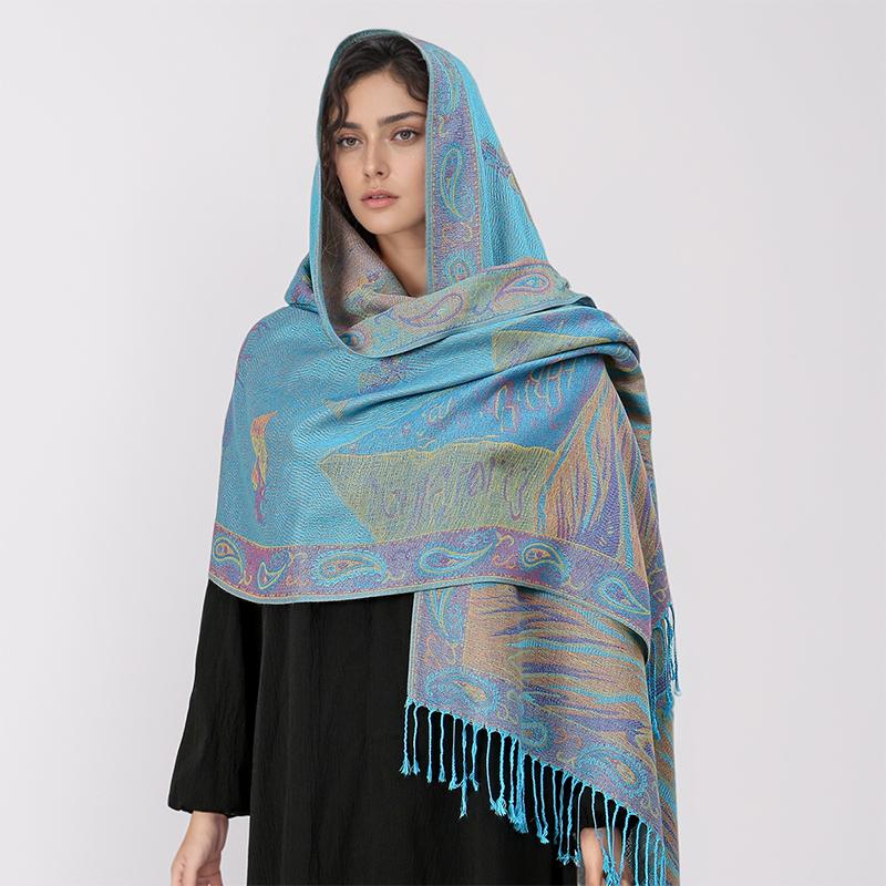 Paisley Pashmina Shawl Scarf Women Jacquard Cashew Printed Scarves Flowers Borders Female Tassel Blanket Wraps Ethnic Shawls