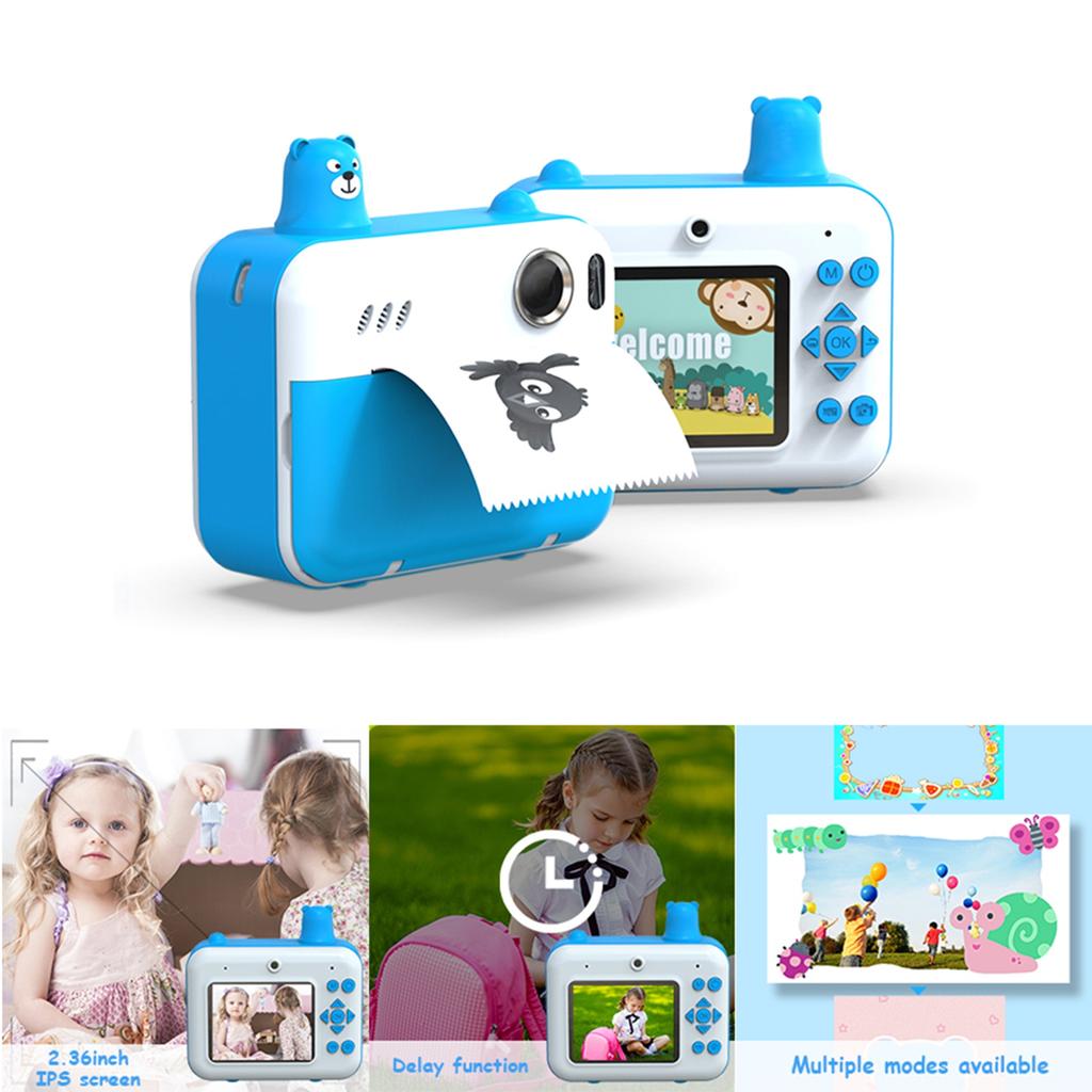 Kids Instant Print Camera Kids Camera 1080P Digital Camera for Kids 2.36 Inch IPS Screen Dual Lens Built In Battery