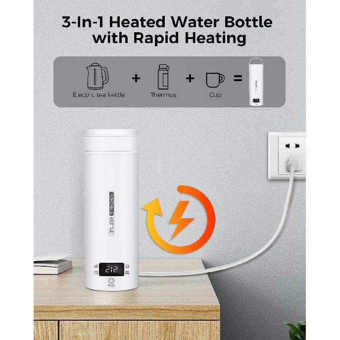 Travel Electric Kettle, Small Mini Portable Electric Kettle for Hot Boiling Water, 4 Temperature Settings, Auto Shut-Off & Boil Dry Protection, 304