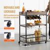 VEVOR 3-Tier Bar Wine Rack Cart Kitchen Food Truck on Wheels Vintage Mobile Serving Trolley w/MDF Board Steel Frame 110/300lbs