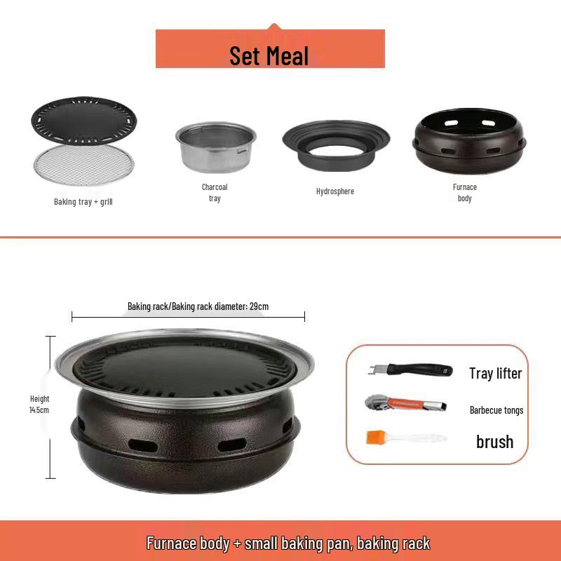 Korean Smokeless Charcoal Grill: Round Table Metal Iron BBQ & Tea Brewing Stove for Outdoors