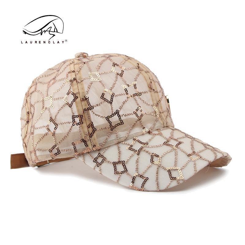 Fashion Hat Women's Personality Sequins Mesh Breathable Cap Summer Breathable Mesh Hardtop Baseball Cap Tide