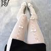 Lolita Bow Japanese JK White Fishnet Stockings - Sexy Hollow Pantyhose for Women