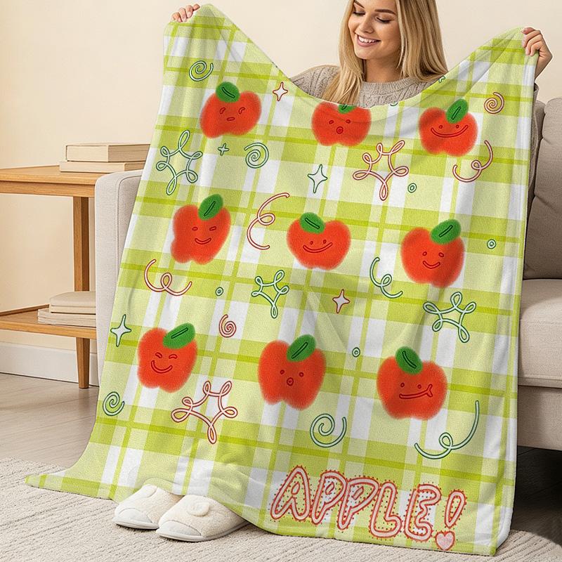 Apple Series Flannel Fleece Throw Blanket Soft, Cute, Cozy & Warm, Ideal for Home, Dorm, Halloween & Christmas Decor