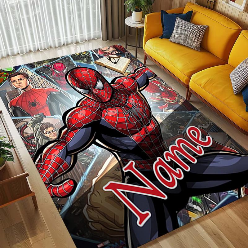 Personalized Name S-Spider M-Man Urban Living Room Non-Slip Area Rug Soft Carpet for Bedroom Kids Playroom Sofa Office Home Decor Doormat