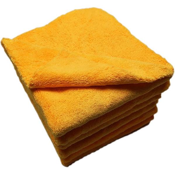 Plush Edgeless Microfiber Towel For Car, Soft Drying Wash Detailing Buffing Polishing Towel, 500 GSM 6PACK 16 X 16Inches (Black, 6Pack)