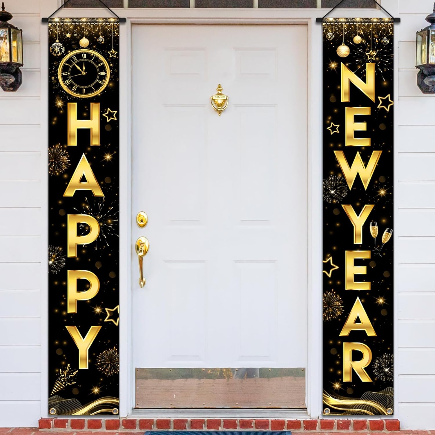 New Years Decorations 2026 Porch Banner, Happy New Year Door Banner New Year Front Porch Hang Door Banners, New Years Door Banner for NYE Party