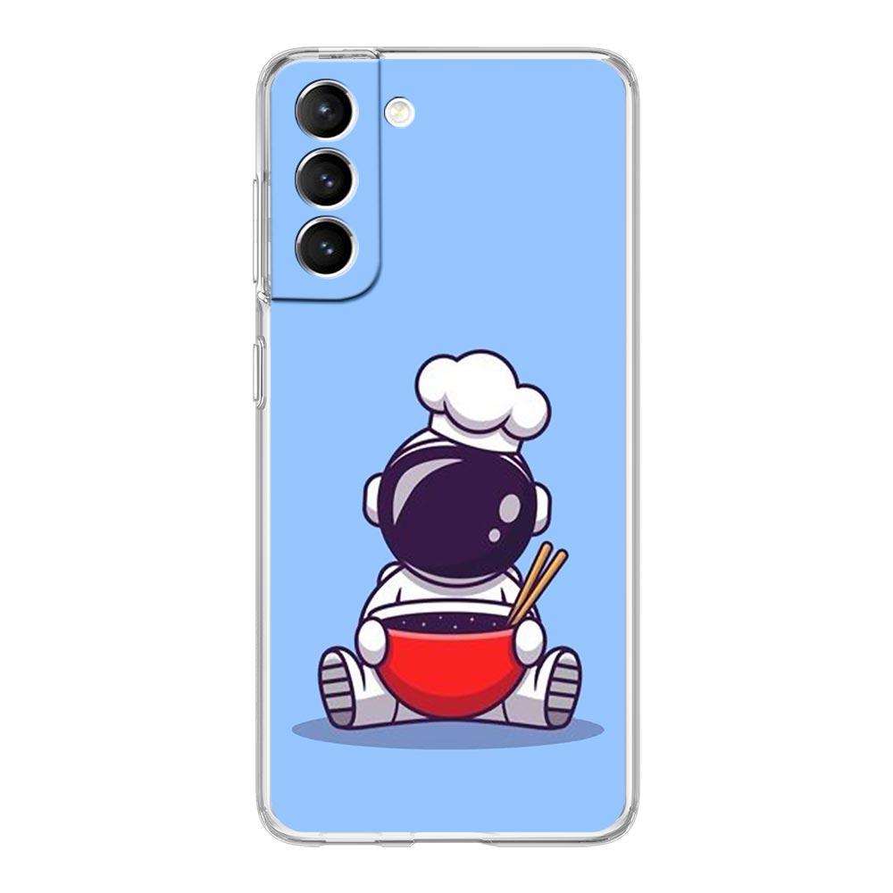 Planet Cute Astronaut Phone Case For Samsung Galaxy S22 5G S20 Ultra S21 FE 5G S10E S9 S8 S10 Plus Note 20 10 Soft Clear Cover