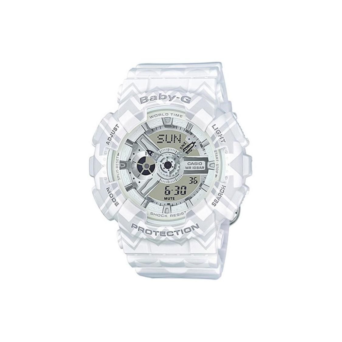 Casio Baby-G 100M Waterproof Quartz Movement Resin Strap Watch Women watches White BA-110TP-7A White Watch Case