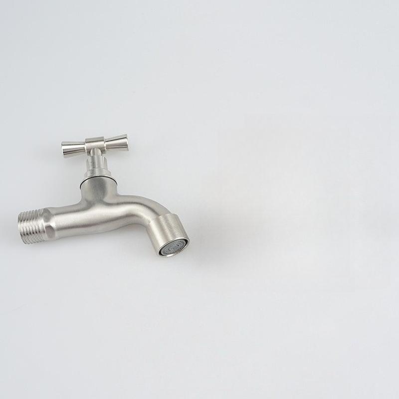 G1/2'' Badezimmer Waschmaschinenbecken Wasserhahn 304 Edelstahl Gebürstet Kaltwasserhahn Wandmontage Außen Gartenhahn