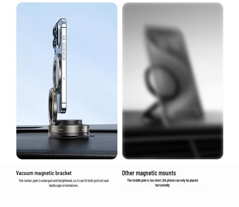Multi-functional T28-2 Anti-shake Magnetic Car Phone Holder with Vacuum Suction Cup for Dashboard