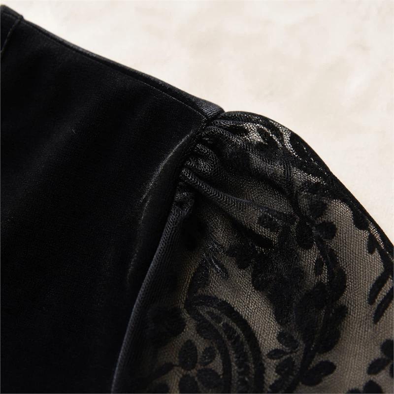 Western-style Top Bottoming Gold Velvet National Style Bottoming Shirt Lace Long-sleeved