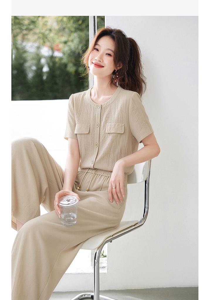 Two piece set of western-style age reducing wide leg pants with fashionable temperament