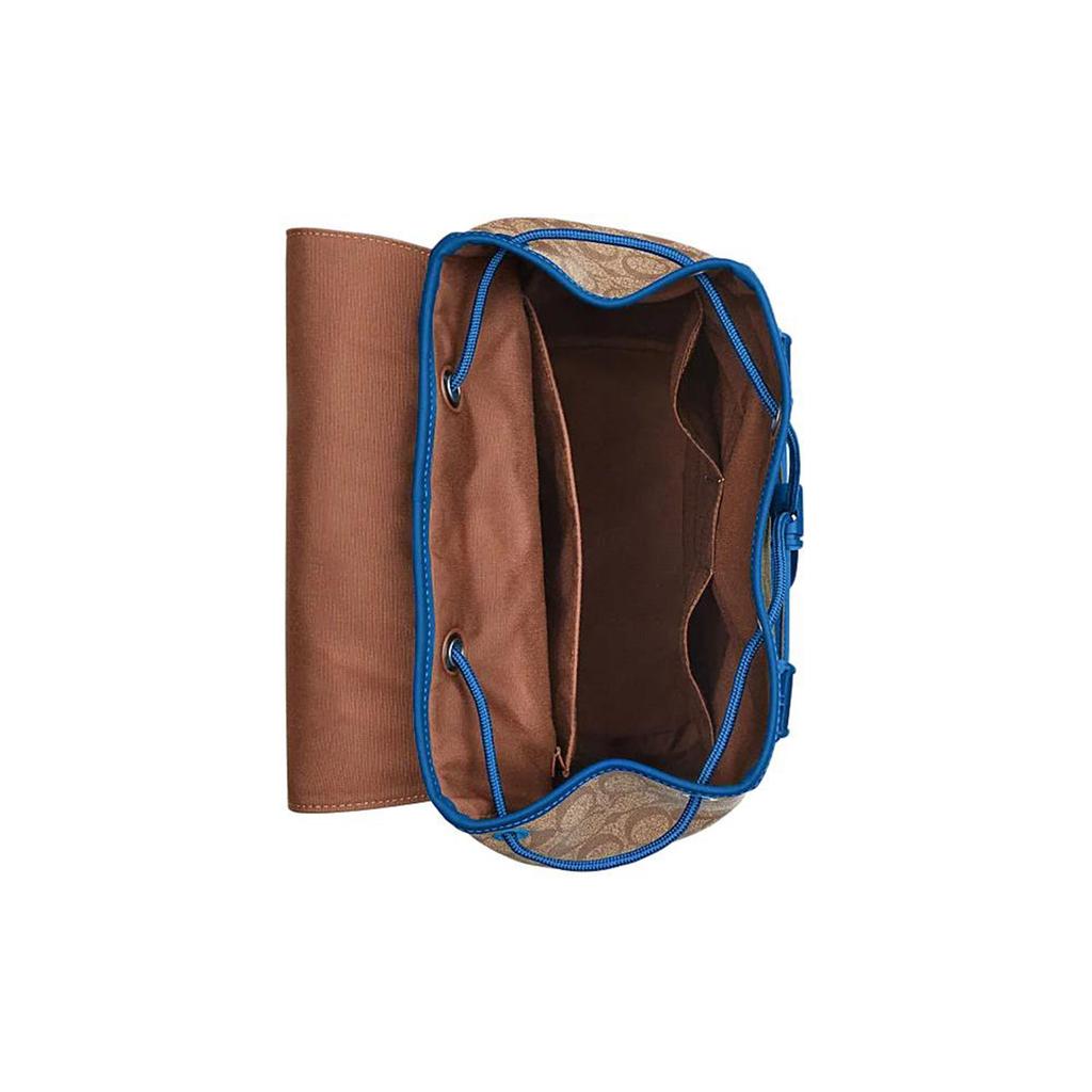 Coach Traccia 27 Colore Solido Grande Capacità Logo Goffrato Monogramma Classico Chiusura a Coulisse Zaino Zaino Uomo Kaki Blu Brillante CP019-1JWG3