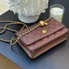 Xiaoxiangfeng camellia woc fortune bag golden ball chain shoulder messenger bag genuine leather rhombus flower small square bag female