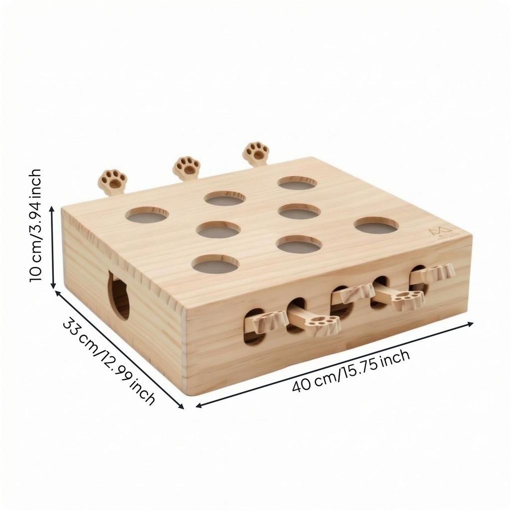 Cat Puzzle Box Solid Wood Wooden Interactive Play Set to for Indoor