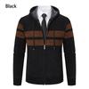 Men's Fall Winter New Fleece Lined Thick Hooded Knit Cardigan, Casual Sweater Outerwear