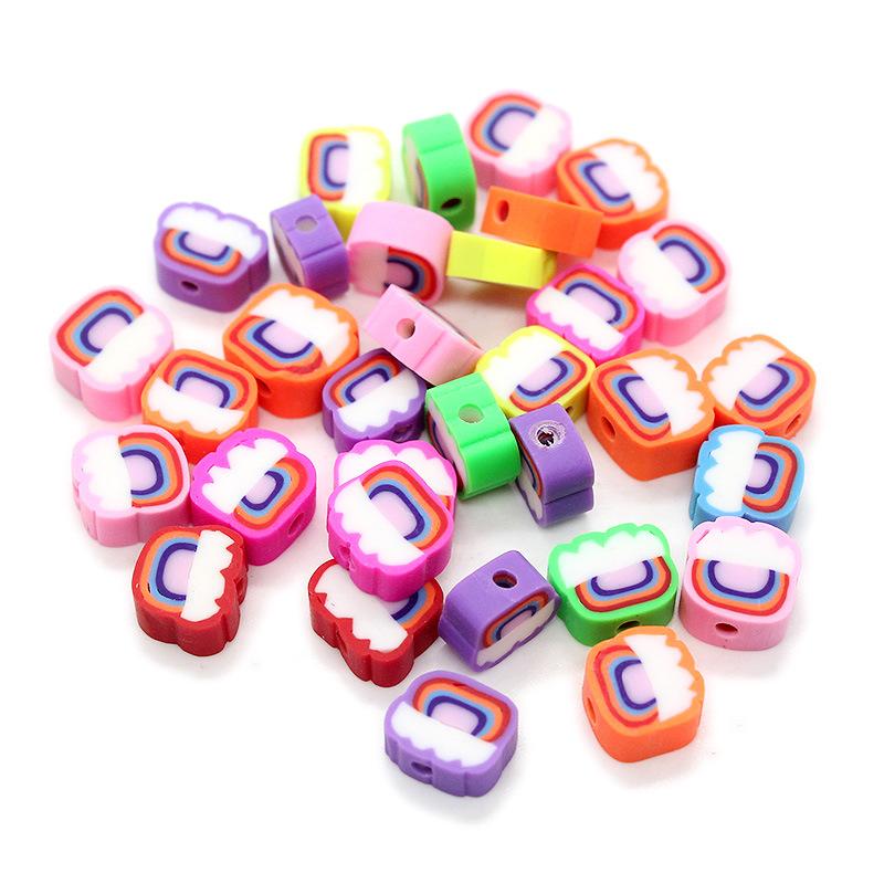 Soft Pottery Pieces Beaded Diy Mobile Phone Chain Accessories Loose Beads Smiley Face Letters Animal Fruit Mixed Soft Pottery