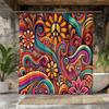 Hippie Shower Curtain, Retro 70s Psychedelic Decor, Colorful Peace Sign & Swirl Pattern, Funky Boho Bathroom Art, Flower Power