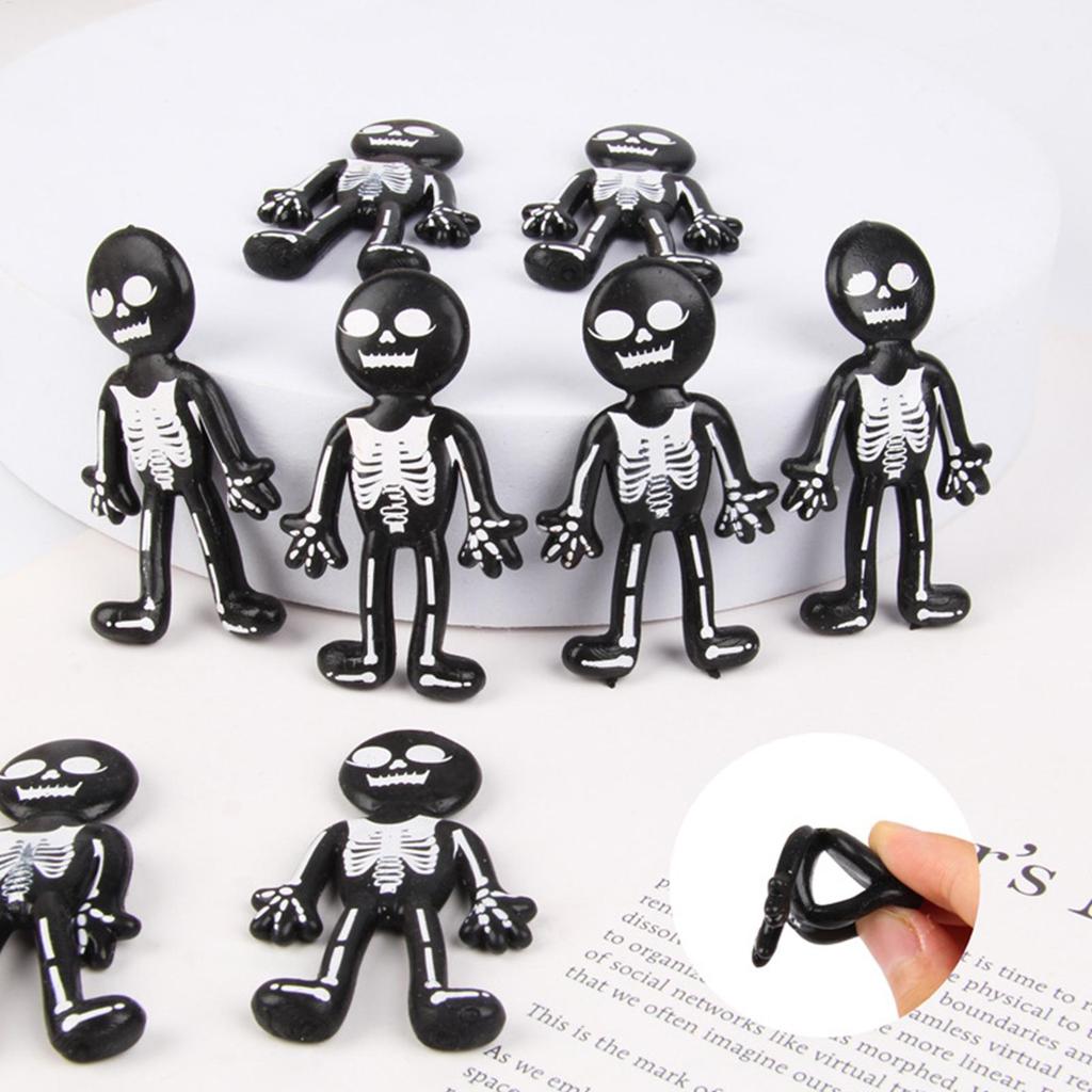 Black Fidget Toys Halloween Stretchy Toy Mini Fidget Skeleton Stress Relief Squeeze Toys Safe Halloween Party Favor Decoration