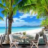 Summer Tropical Palm Trees Wall Mural 3d Sea Beach Wallpaper Home Decor