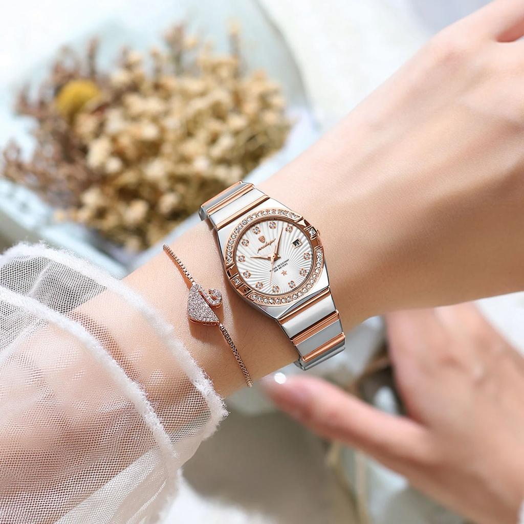 New Fashion Brand Women's Watch Waterproof Luminous Ultra-thin Quartz Watch Ladies Stainless Steel Rose Gold Diamond