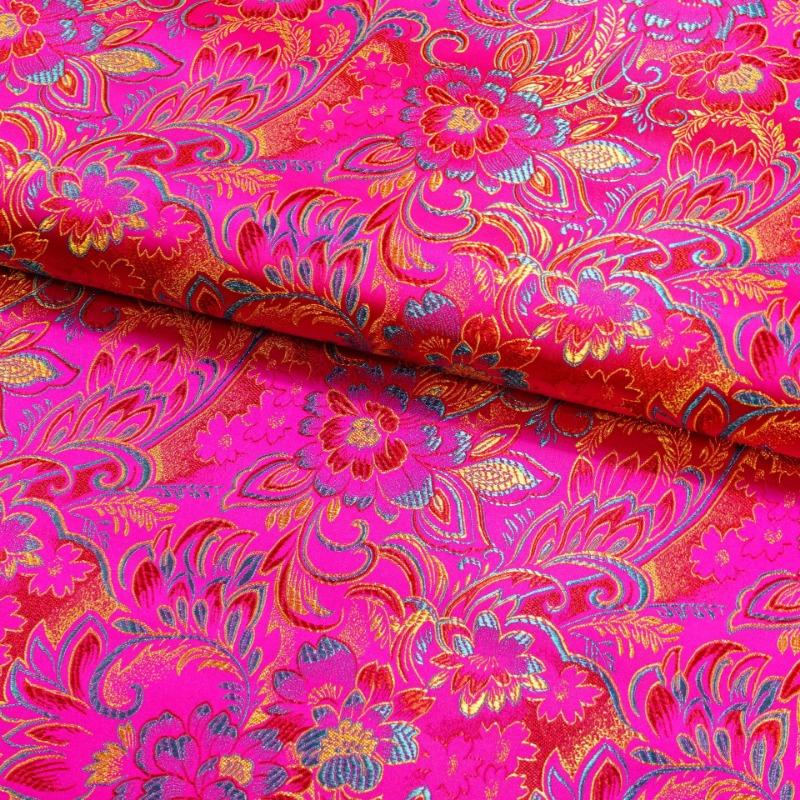 Damask Jacquard Lilies Pattern Fabrics for Diy Sewing Cheongsams, Tang Suits, Ethnic Costumes, Mongolian Robes Decorative Fabric